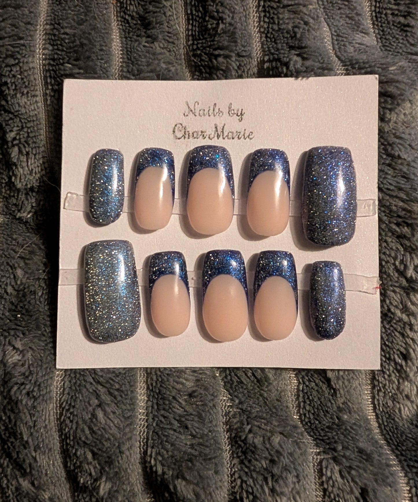 Reflective glitter french press ons